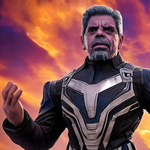 Image similar to film realistic still Eugenio Derbez as Thanos in Avengers Endgame