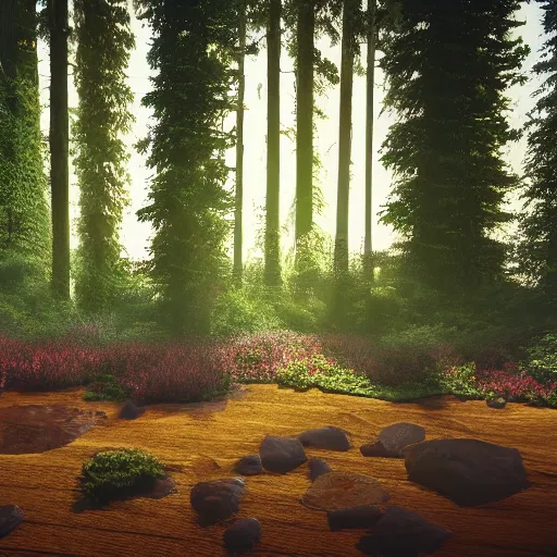 Image similar to Professional 3D render of a forest in a jar