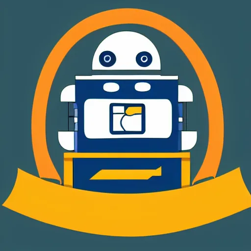 Prompt: circular logo featuring an illustrated profile of a friendly robot wearing academic regalia, no text