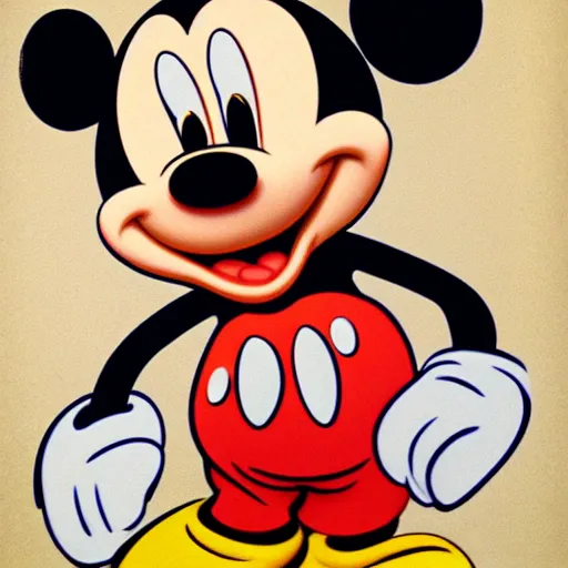 mickey mouse if he had only one ear, vintage art | Stable Diffusion |  OpenArt