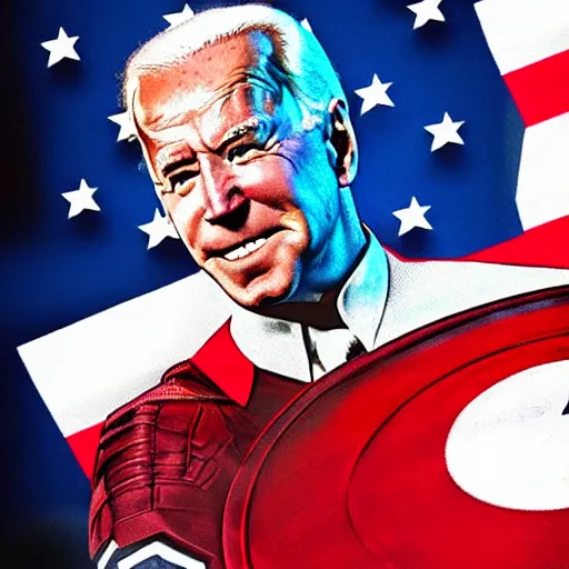 Image similar to joe biden as captain america, award winning photo