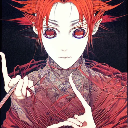 Image similar to prompt : portrait of muse soft light painted by takato yamamoto, magical rinnegan eyes, inspired by ninja anime, smooth face feature, intricate oil painting, high detail, sharp high detail, manga and anime