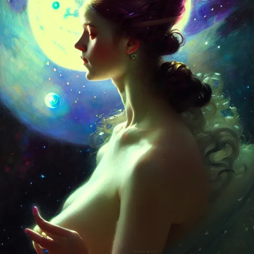 Prompt: celestial goddess, beautiful girl, galactic throne, in a galaxy, realistic, serov, surikov, vasnetsov, repin, kramskoi, charlie bowater, tom bagshaw, norman rockwell, octane rendered, unreal engine, illustration, trending on artstation, masterpiece, 8 k