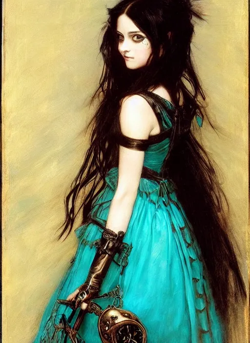 Image similar to ( ( gothic # ) ) princess portrait *. *. by william henry hunt * *, highly detailded, turquoise rust, steampunk, battle angel alita