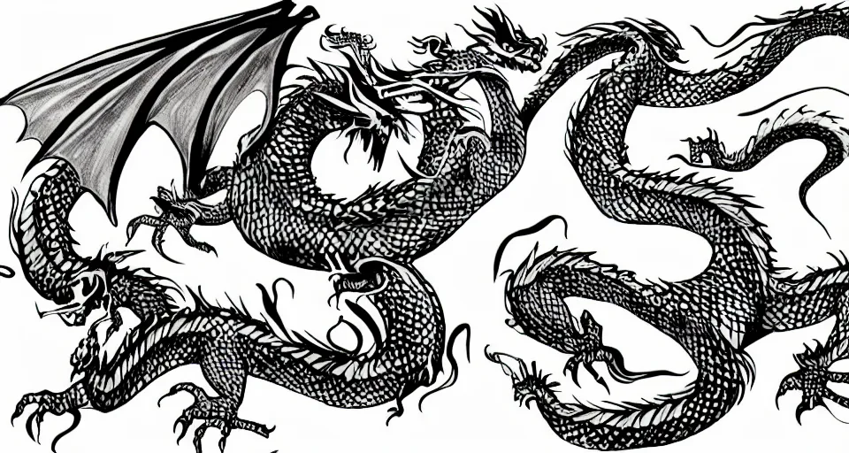 Prompt: stylish dragon temporary tattoo sheets,