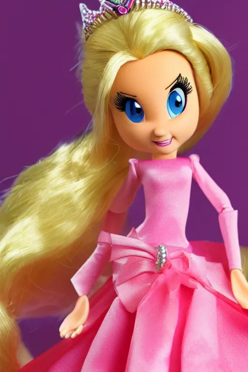 Prompt: princess peach from super mario as barbie doll, photorealistic, highly detailed,