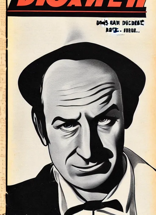 Prompt: portrait of bob odenkirk as saul goodman in the style of a detective book cover ace - high detective magazine 1 9 3 6, mad magazine, cover