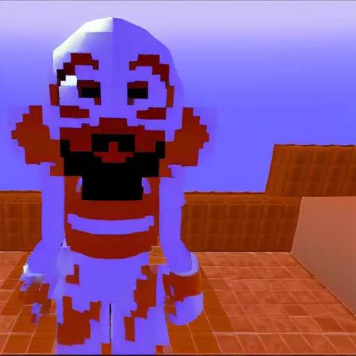 Image similar to A skeleton in the game Super Mario 64, very detailed