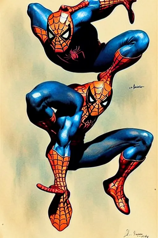 Prompt: (((((1950s spiderman))))) by Jean-Baptiste Monge !!!!!!!!!!!!!!!!!!!!!!!!!!!