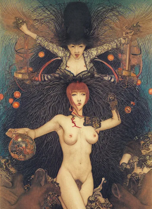 Prompt: hyper realistic traditional japanese illustration of oktoberfest in the style of austin osman spare, wayne barlowe, gustav moreau, goward, gaston bussiere and roberto ferri, santiago caruso, bouguereau, klimt, saturno butto, sorayama. occult art, alchemical diagram