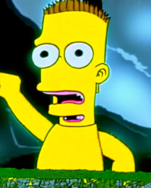 Prompt: film still of bart simpson in the movie the lord of the rings