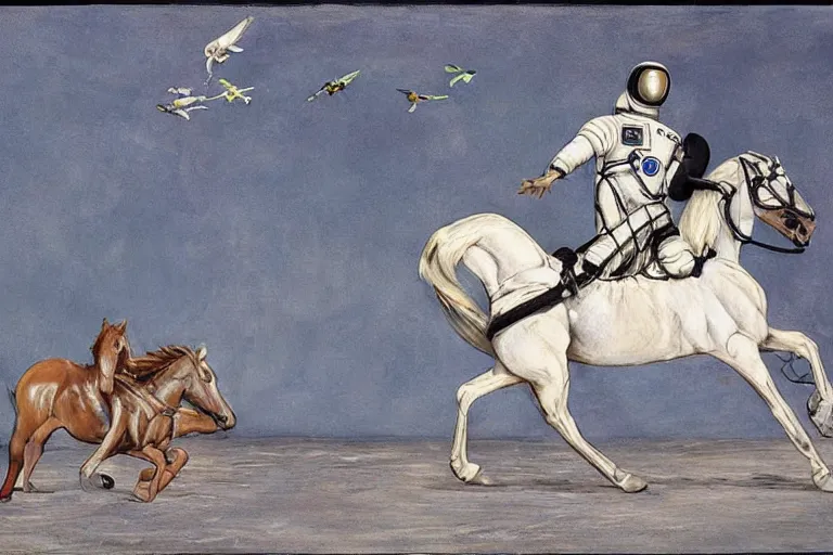 Image similar to horse on top of an astronaut, astronaut under the horse, arstation