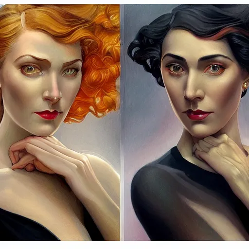 Image similar to a streamline moderne, art nouveau, multi - ethnic and multi - racial portrait in the style of charlie bowater, and in the style of donato giancola, and in the style of charles dulac. clear, expressive, very large eyes. symmetry, ultrasharp focus, volumetric lighting, photorealistic digital painting, intricate, elegant, highly detailed, centered.