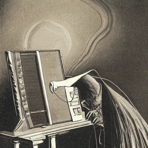 Prompt: a ghost playing the theremin