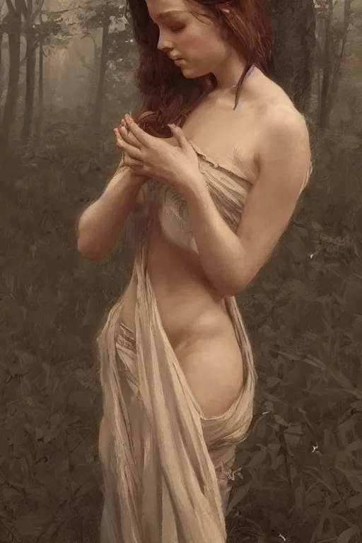 Prompt: beautiful natural coy cottagecore peasant maiden master life drawing, intricate, elegant, highly detailed, digital painting, artstation, concept art, smooth, sharp focus, illustration, art greg rutkowski