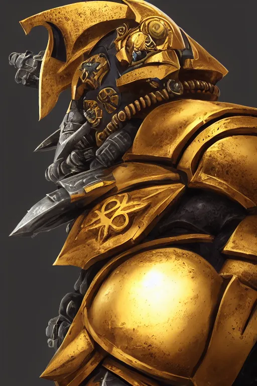 Image similar to armor portrait heros warhammer 4 0 k horus heresy fanart - the primarchs emperor by johannes helgeson animated with vfx concept artist & illustrator global illumination ray tracing hdr fanart arstation zbrush central hardmesh 8 k octane renderer comics stylized