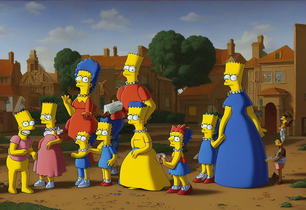 Prompt: the simpsons by jacques - louis david