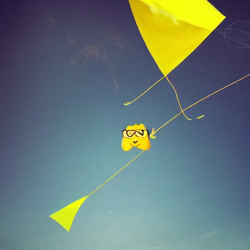 a lemon wearing sunglasses, flying a kite in a Stable Diffusion OpenArt