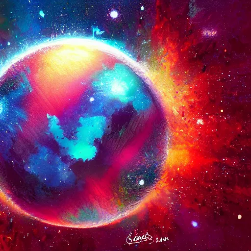 Image similar to a planet exploding, evil colours, painting, digital art