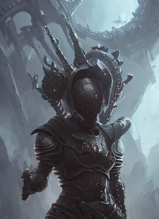 Prompt: black knight in heavy armor, dark water, tentacles, cyberpunk pearl armor, futuristic fantasy, highly detailed, digital painting, trending on artstation, concept art, sharp focus, illustration, art by artgerm and nixeu and greg rutkowski and magali villeneuve.