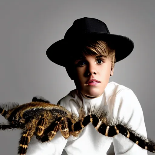 Image similar to justin bieber as a tarantula