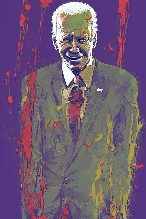 Image similar to Joe Biden full body shot, Body horror, biopunk, by Ralph Steadman, Francis Bacon, Hunter S Thompson