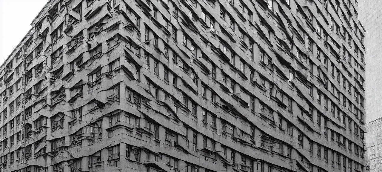 Prompt: M.C. Escher building, downtown New York. Photorealistic