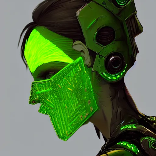 Image similar to cyberpunk fashion, character design humanoid, borderlands 3 style, profile portrait, concept art character modeling, body made of green lava and fire, marvelous designer, z brush, maya, digital 3 d, 4 k, epic size, epic scale, ultra detailed digital art, furry art, macro art, deviantart, realistic