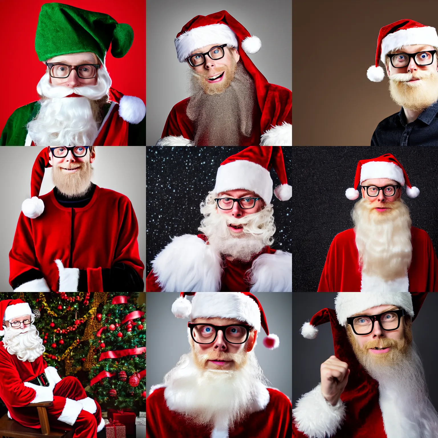 Prompt: stephen merchant as santa claus, portrait photography 4 k