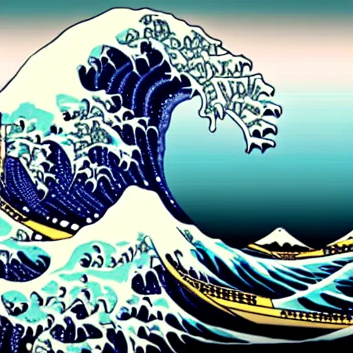 Prompt: The Great Wave as Cyberpunk Artwork