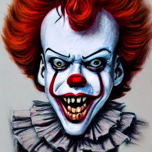 Image similar to Pastel sketch of Tim Curry's Pennywise