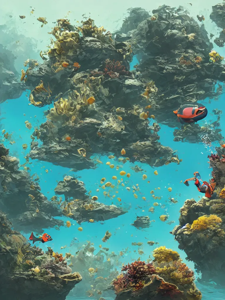 Image similar to scuba diving by disney concept artists, blunt borders, rule of thirds