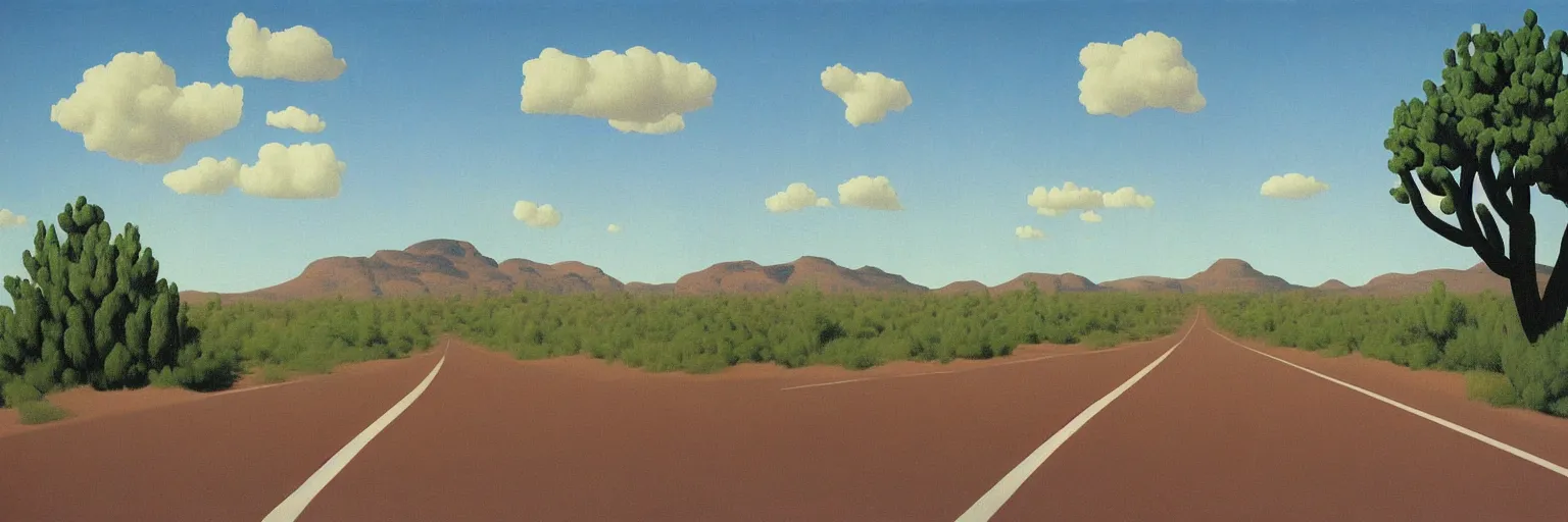 Image similar to arizona highway painting magritte