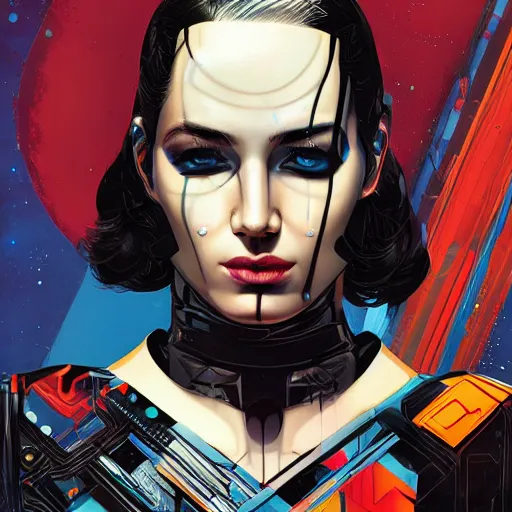 Image similar to portrait of a female android, by MARVEL comics and Sandra Chevrier, 8k