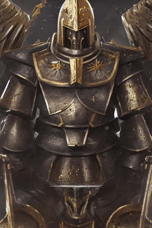 Image similar to armor portrait heros warhammer 4 0 k horus heresy fanart - the primarchs emperor by johannes helgeson animated with vfx concept artist & illustrator global illumination ray tracing hdr fanart arstation zbrush central hardmesh 8 k octane renderer