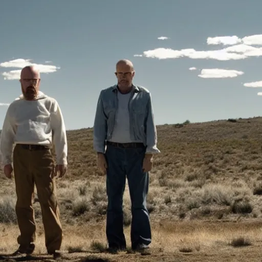 Prompt: walter white with his hands on his hips, movie still