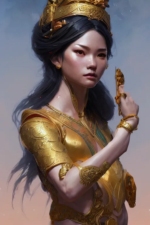 Prompt: goddess of the vietnamese, highly detailed, digital painting, artstation, concept art, smooth, sharp focus, illustration, unreal engine 5, 8 k, art by artgerm and greg rutkowski and edgar maxence