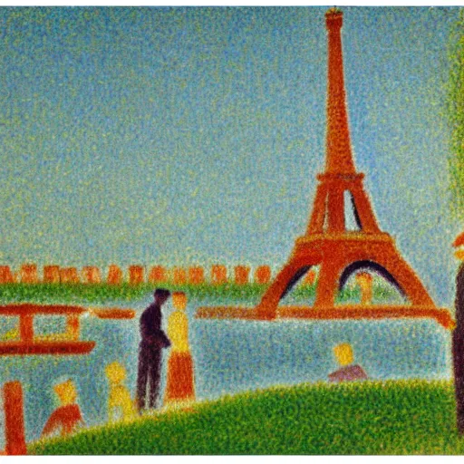Prompt: the eiffel tower painting by Georges Seurat, 8k