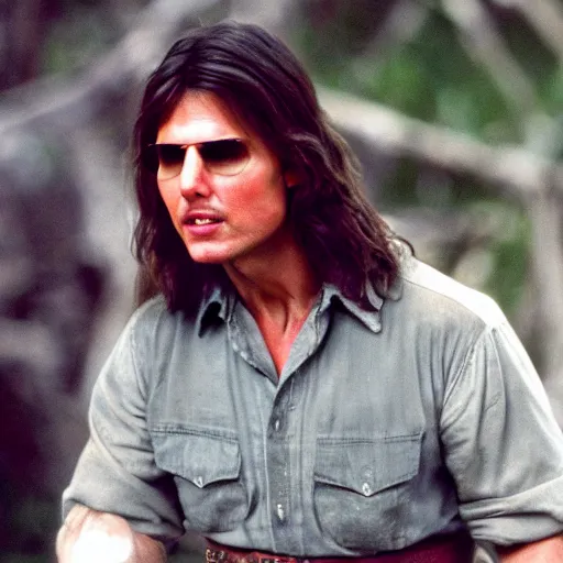 Prompt: Tom Cruise dressed as a hippie, movie still, 4K