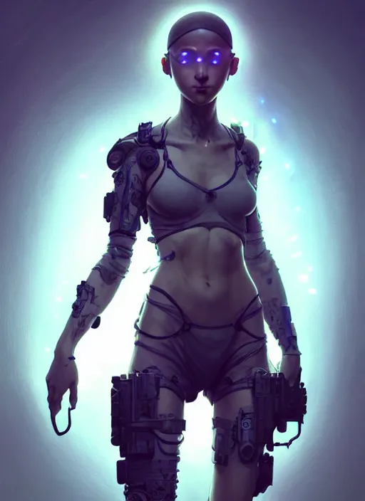 Image similar to girl covered with tattoos wearing tactical gear, intricate lights, bio luminescent, plasma, by ruan jia and artgerm and range murata and wlop and ross tran and william - adolphe bouguereau and beeple. key art. fantasy illustration. award winning, artstation, intricate details, realistic, hyperdetailed, 8 k resolution.