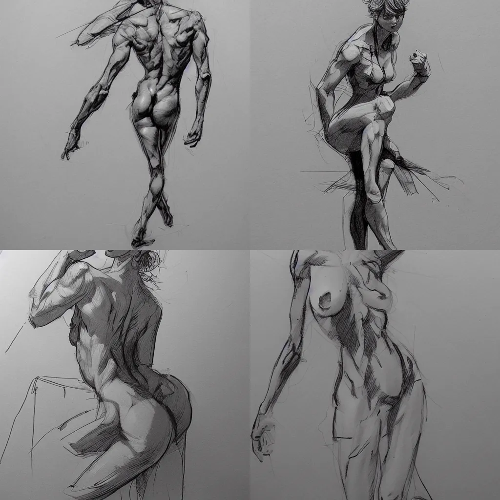Prompt: a figure drawing by kim jung gi, trending on artstation