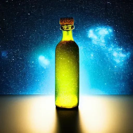 Image similar to a bottle with a galaxy inside, studio lighting