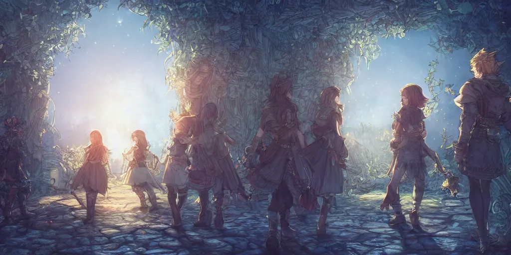 Image similar to it came as a joyous daybreak to end the long night of their captivity. ultrafine highly detailed colorful illustration, intricate linework, sharp focus, octopath traveler, final fantasy, unreal engine highly rendered, global illumination, radiant light, intricate environment