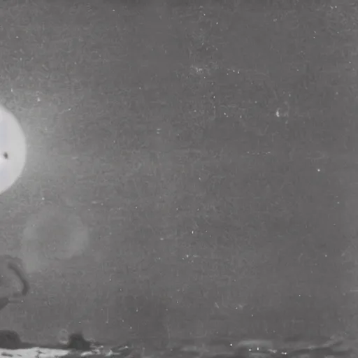 Image similar to an early 1 9 0 0 s photograph of a bioluminescent baby alien levitating above the beach, moonlight, nighttime