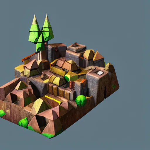 Image similar to dwarf mine, 3d render, low poly, video game, colourful, concept art, E3