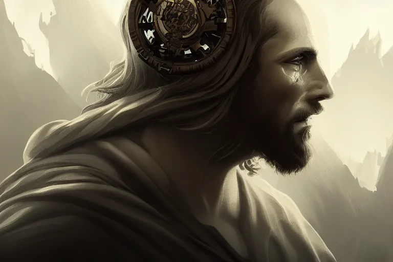 Image similar to jesus fine judgement, doomsday, grim - lighting, high - contrast, intricate, elegant, highly detailed, digital painting, artstation, concept art, smooth, sharp focus, illustration