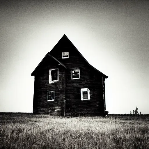 Prompt: photo of a creepy house