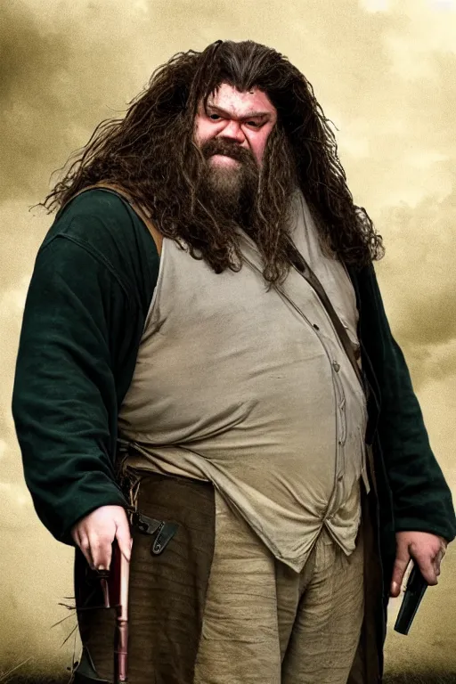 Image similar to hagrid with a shotgun