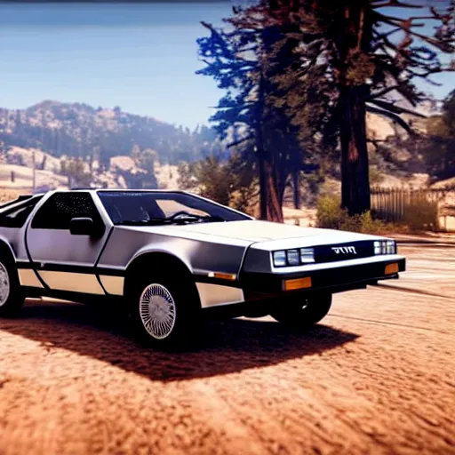 Image similar to 1 9 8 2 delorean in red dead redemption 2