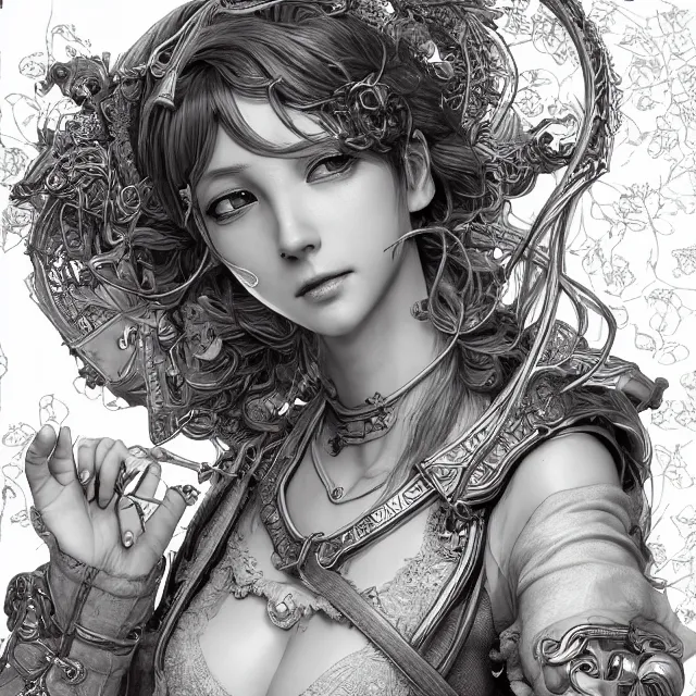 Prompt: portrait of neutral good colorful female cleric bard healer as absurdly beautiful, elegant, young skinny gravure idol, ultrafine hyperdetailed face illustration by kim jung gi, irakli nadar, intricate linework, sharp focus, bright colors, octopath traveler, final fantasy, unreal engine highly rendered, global illumination, radiant light, detailed intricate environment